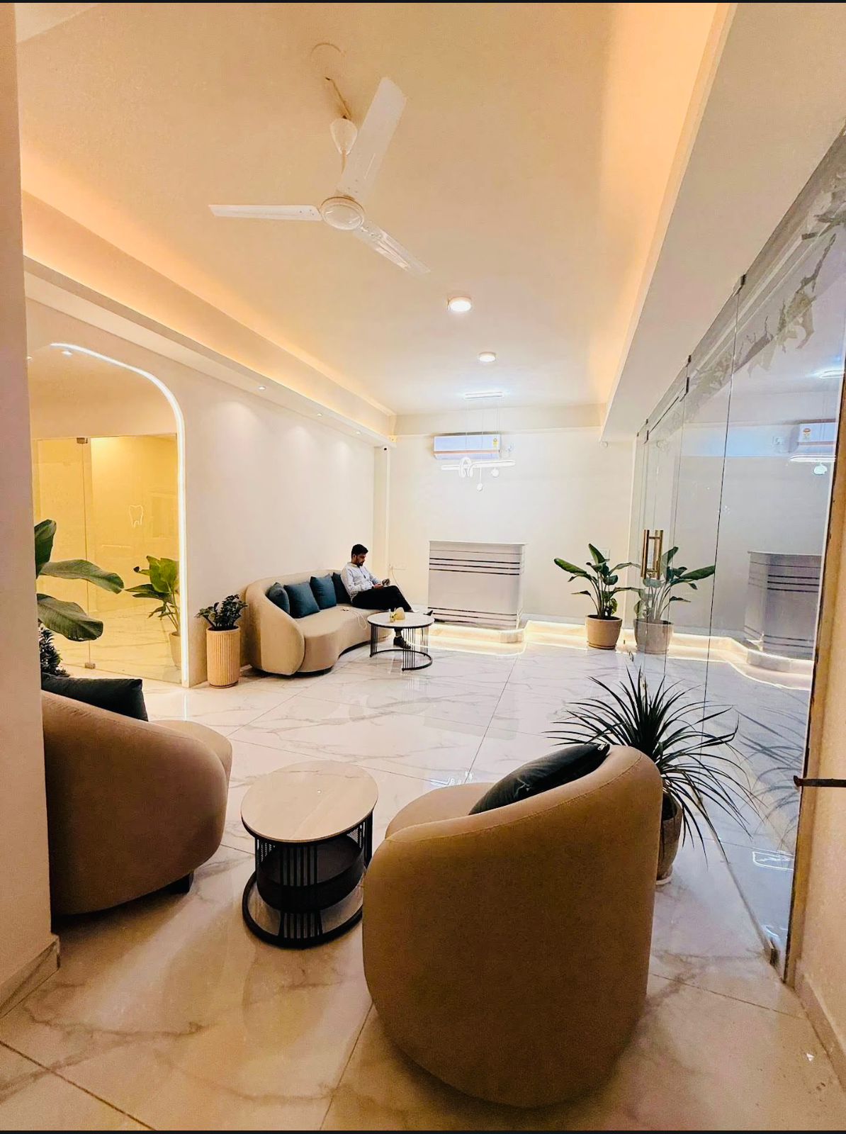 Clinic waiting lounge with modern furniture